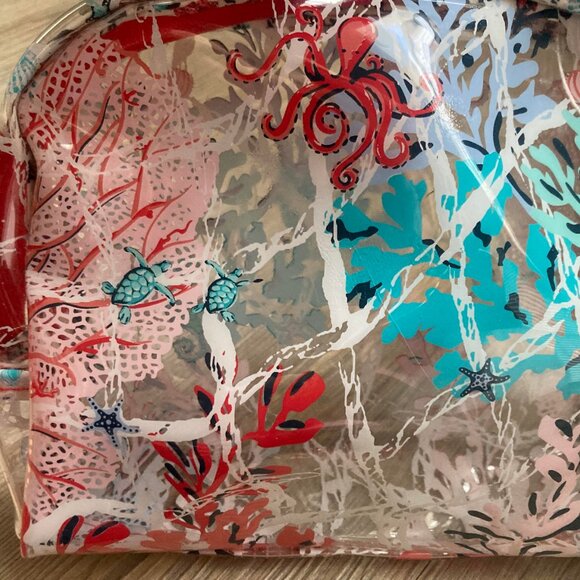 Vera Bradley Large Navy Blue Straw Tote Bag Sea Life Embroidered Seashells Beach - Picture 3 of 3